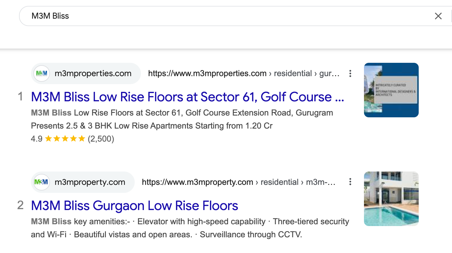 Live Screenshot of Keyword Ranking - M3M (2)