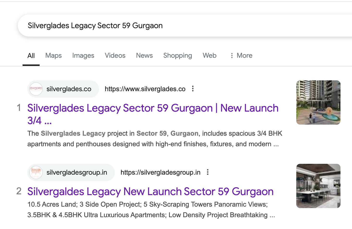 Live Screenshot of Keyword Ranking - Silverglades Legacy